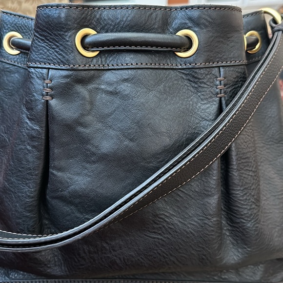 Authentic Dooney & Bourke Leather Drawstring Bag - Picture 13 of 15